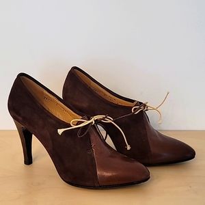 CELIN Brown Leather/Suede Vintage Heels    Ankle Booties Size 37.5